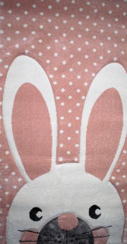 Dětský kusový koberec Kiddy Bunny 80x150 cm, růžový